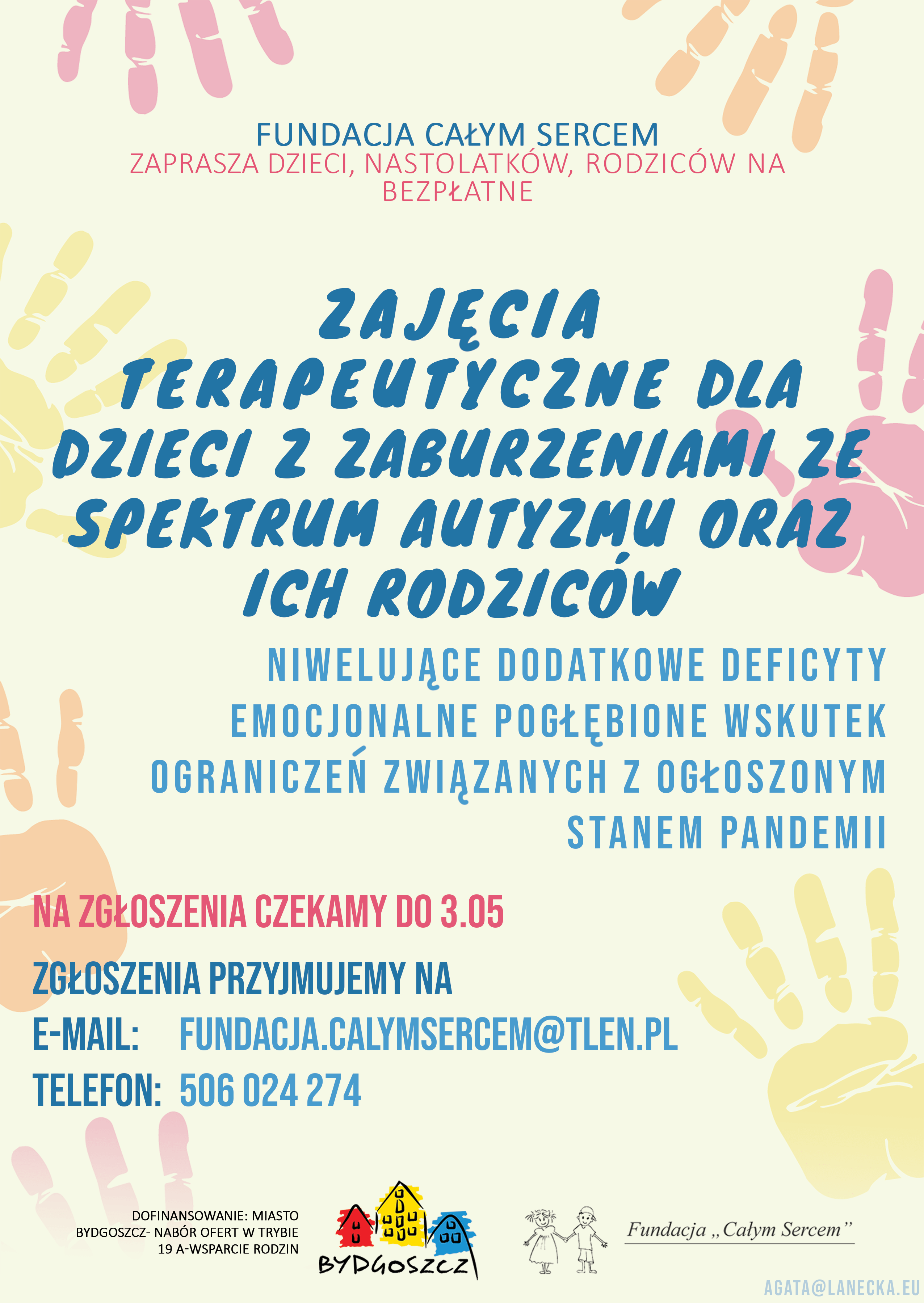 Fundacja „Całym Sercem” zaprasza na bezpłatne szkolenia pt. "Zajęcia terapeutyczne dla dzieci z zaburzeniami ze spektrum autyzmu oraz ich rodziców"